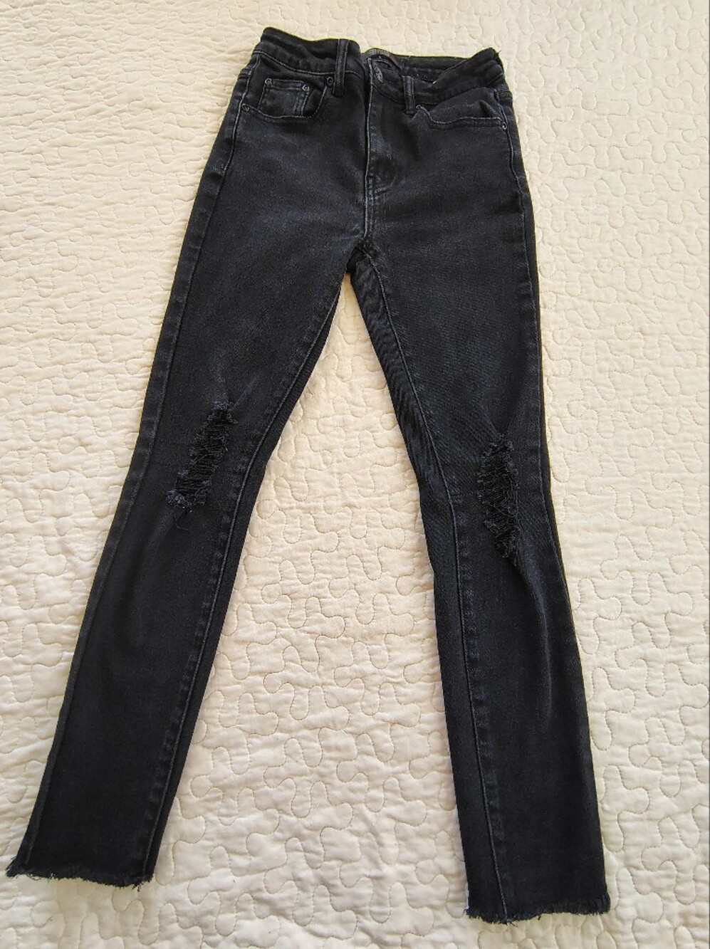 Monkey Ride Jeans Black High Rise Distressed Skinny Jeans Size 3/26